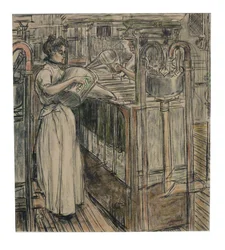Fundición 1 de las 12 litografías que Toorop hizo sobre la fabricación de velas